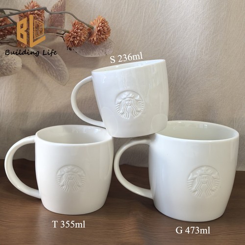 Starbucks cup embossed white - embossed,